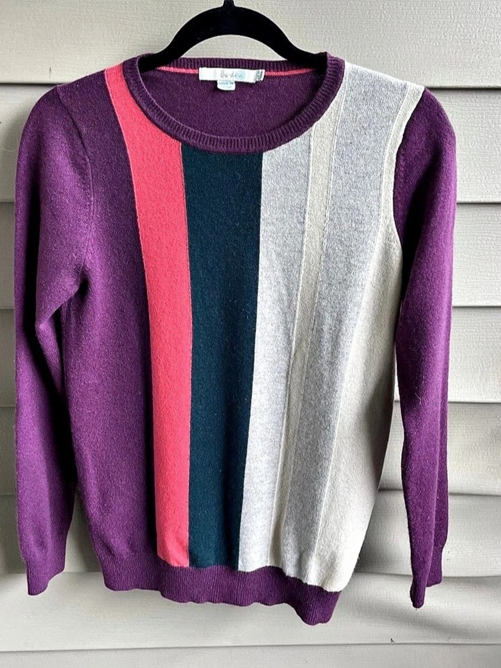 100% Cashmere Women Round Neck Old Money Sweater Size M Purple Luxe Fall Capsule